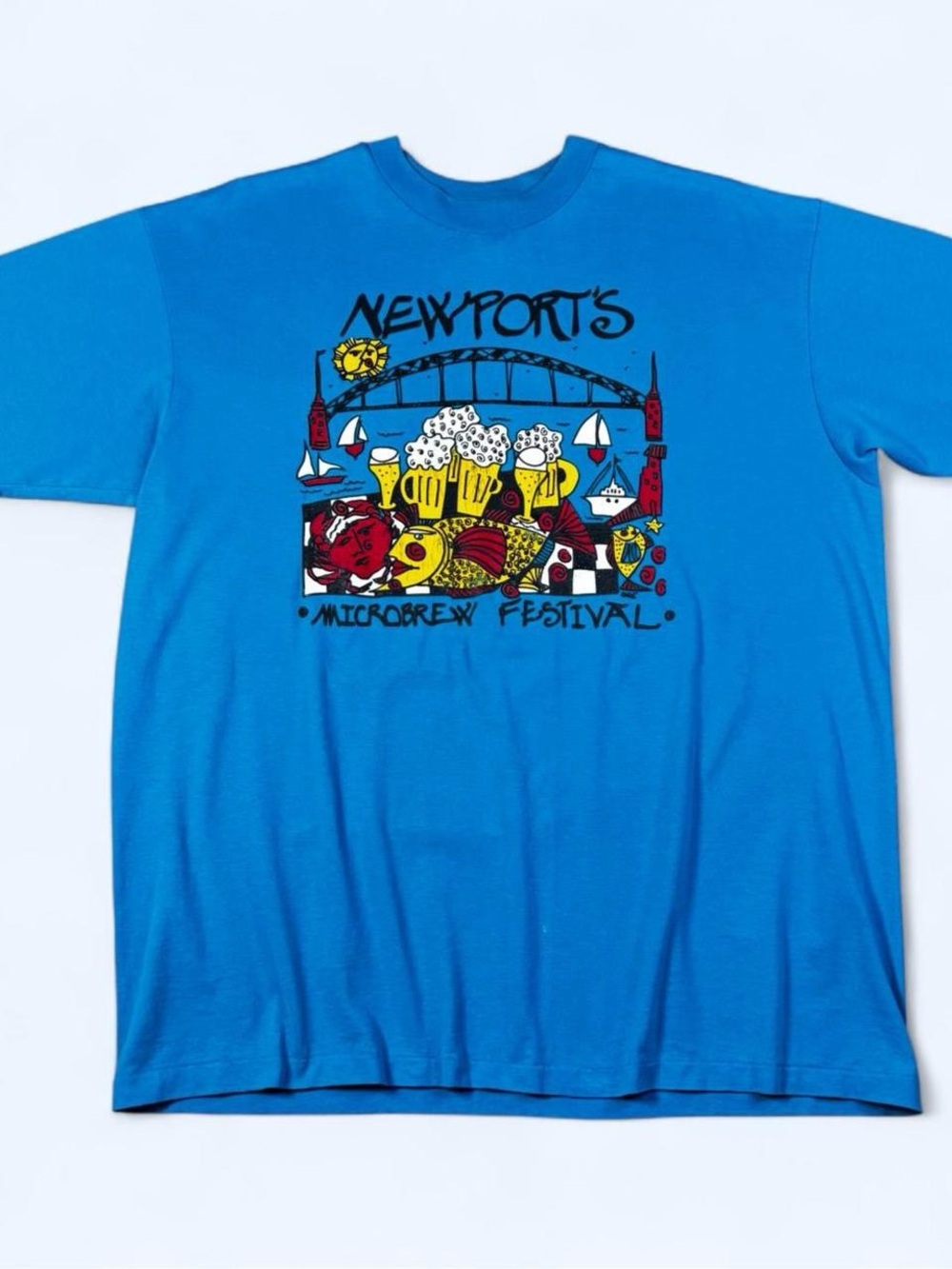 Vintage 90s Newport’s Microbrew Festival T-Shirt XL Hanes Made in USA Brewery